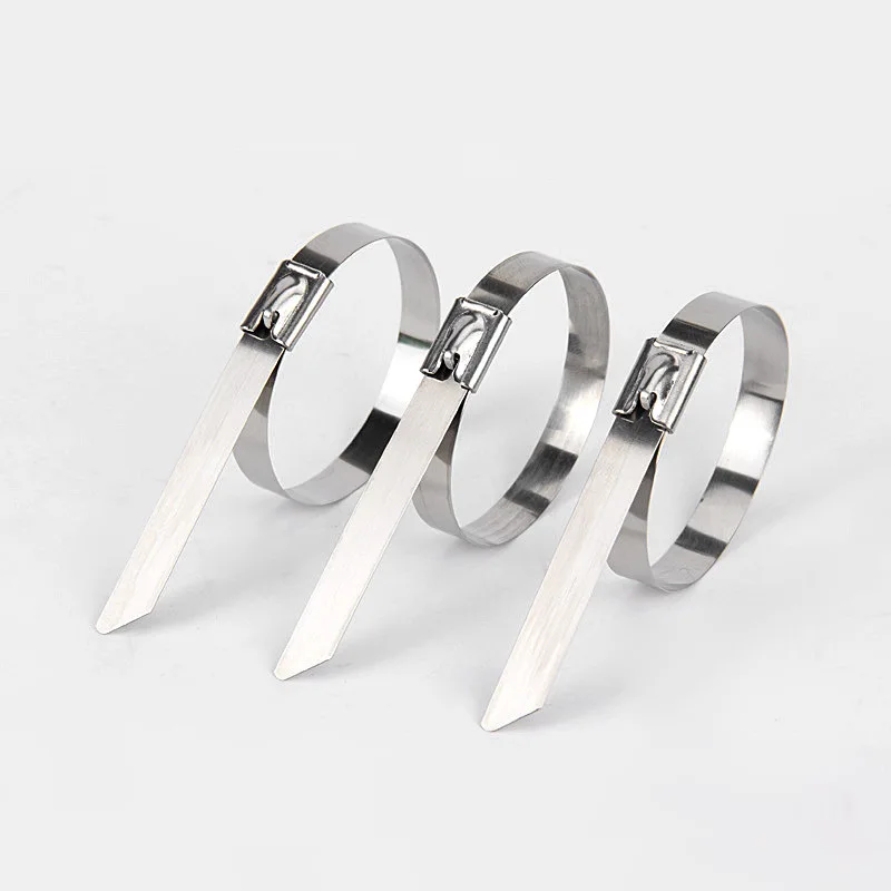 10 20 50 100 Pcs 4.6mm 0.18 inch Ball self locking 304 Stainless Steel Cable Ties Exhaust Wrap Coated Locking Metal Zip-Exhaust