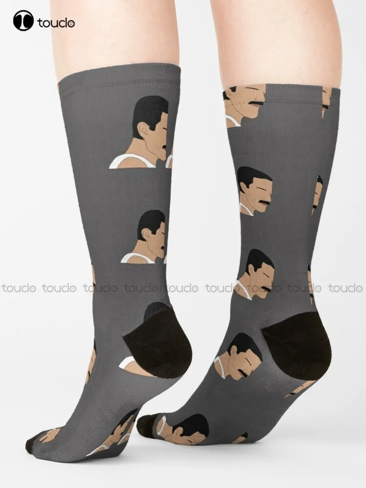 

Freddie Mercury Cartoon Queen Socks Running Socks For Men Streetwear Harajuku Personalized Custom Unisex Adult Teen Youth Socks