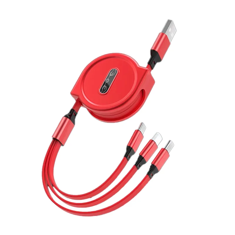 A25P Retractable Fast Charging For Android TYPE-C  Xiaomi  Braided Three-In-One Mobile Phone Data Cable