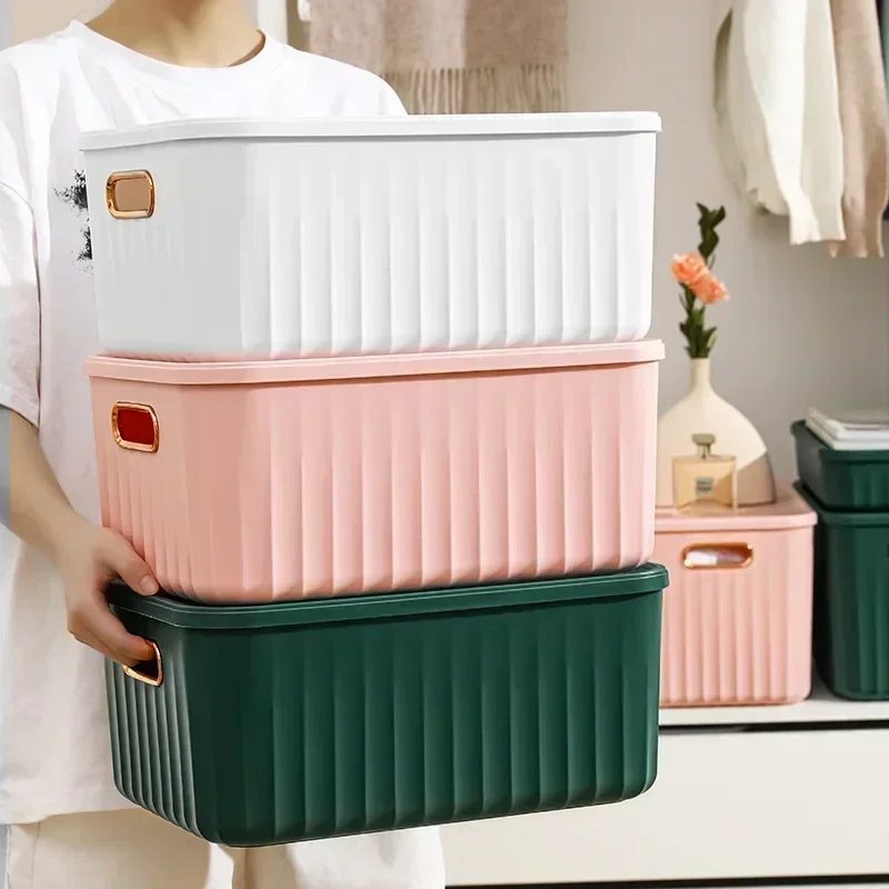 Nordic Solid Color Storage Boxes Toys Snack Clothes Socks Sundries Home Bedroom Closet Cosmetics Laundry Large Storage Basket