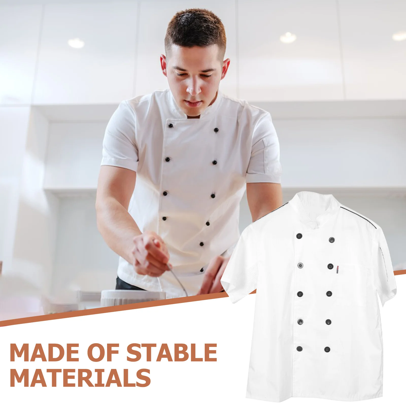Short Sleeve Chef Coat Restaurant Kitchen Uniform Breathable Moisture Wicking Workwear Professional Cook Jacket For Men