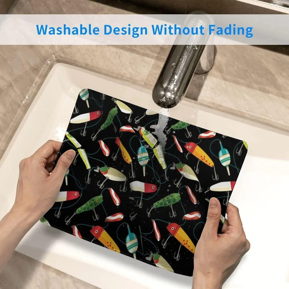 Design de isca de pesca 10x12 polegadas mouse pad para jogos com bordas costuradas e base de borracha antiderrapante