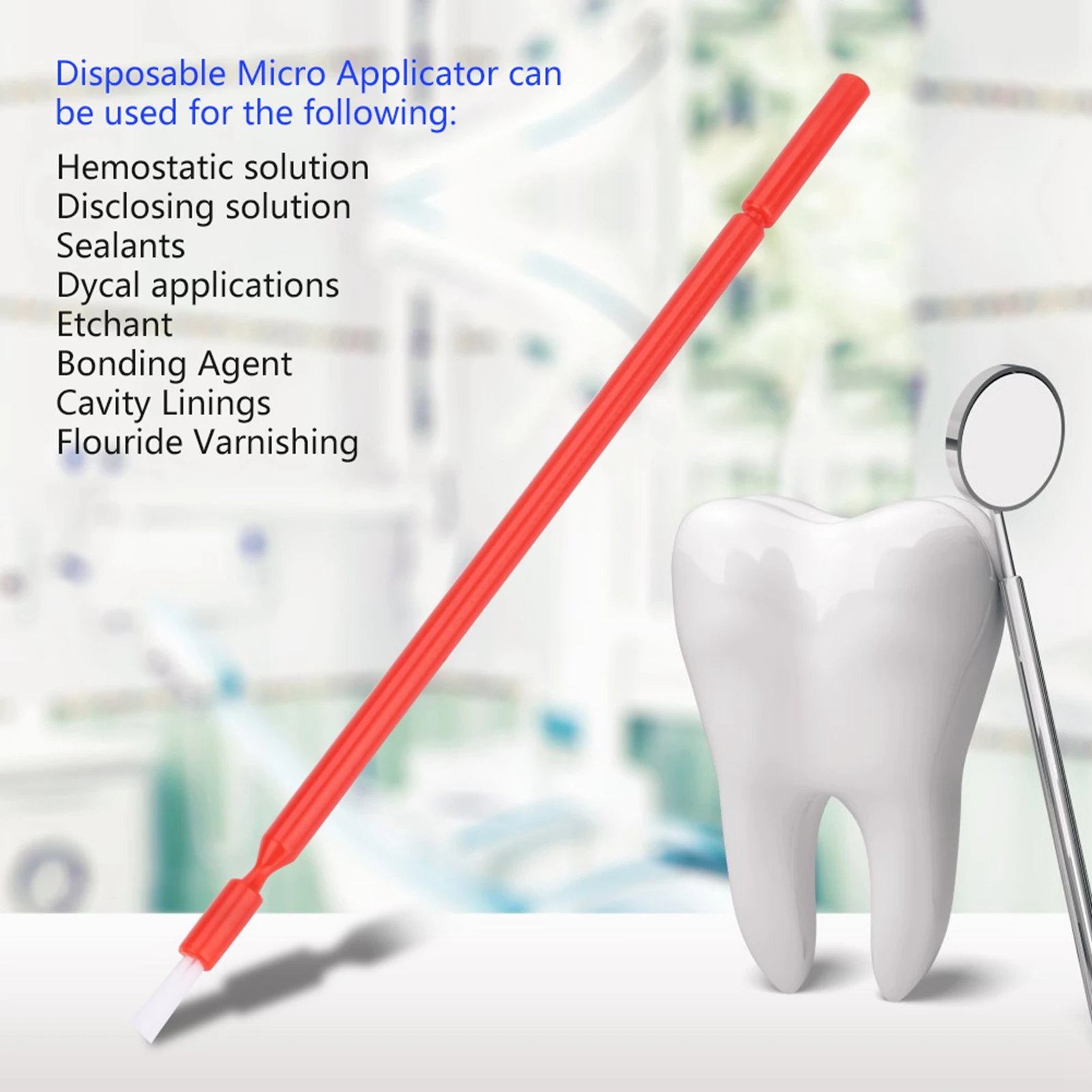 100 Uds. Microcepillo Dental desechable mango largo hisopo para untar barniz de fluoruro cepillo eficiente y preciso accesorios de cuidado bucal