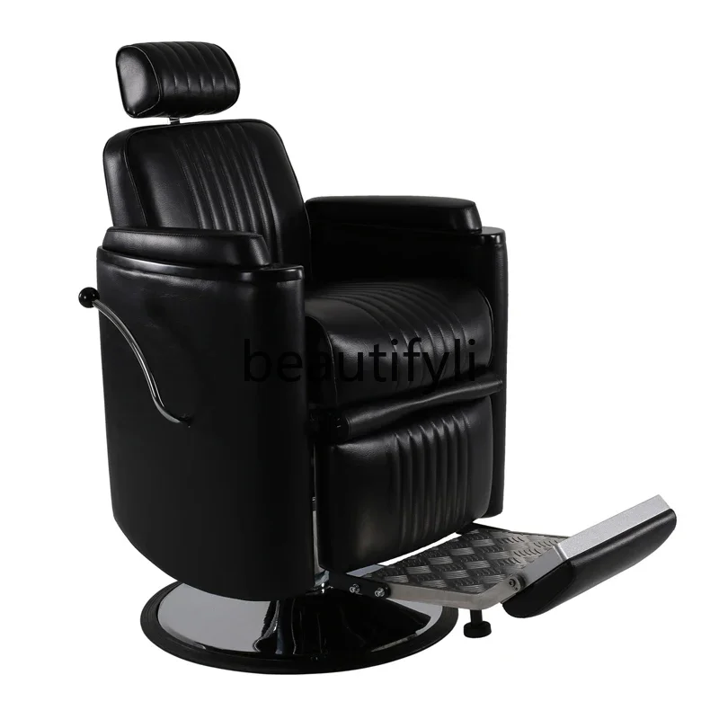 Retro high-end hair salon men's oil head barber chair hair salon special exit can be put down shaving barber chair customization