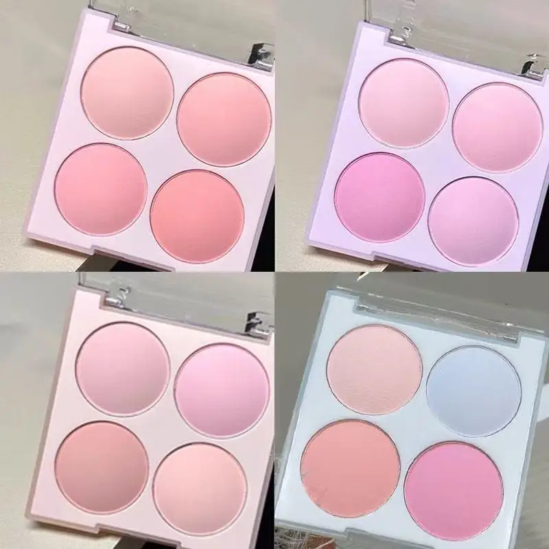 Korean four-color blush,ice cream color,low-saturation pink/blue/purple,naturally brightening & contouring,perfect holiday gift