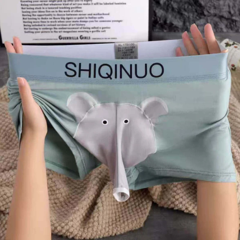 Man Funny Elephant Trunk Shaped Openhole Boxers Sexy Front Open Crotch Toilet Easy Panties Male Modal Mesh Funny Underwear