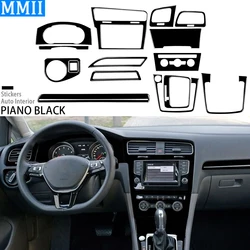 15pcs Full Set Piano Black Interior Dashboard Cover For Volkswagen Golf 7 GTI MK7 2014-2019 Car Decoration Accessories Sticker