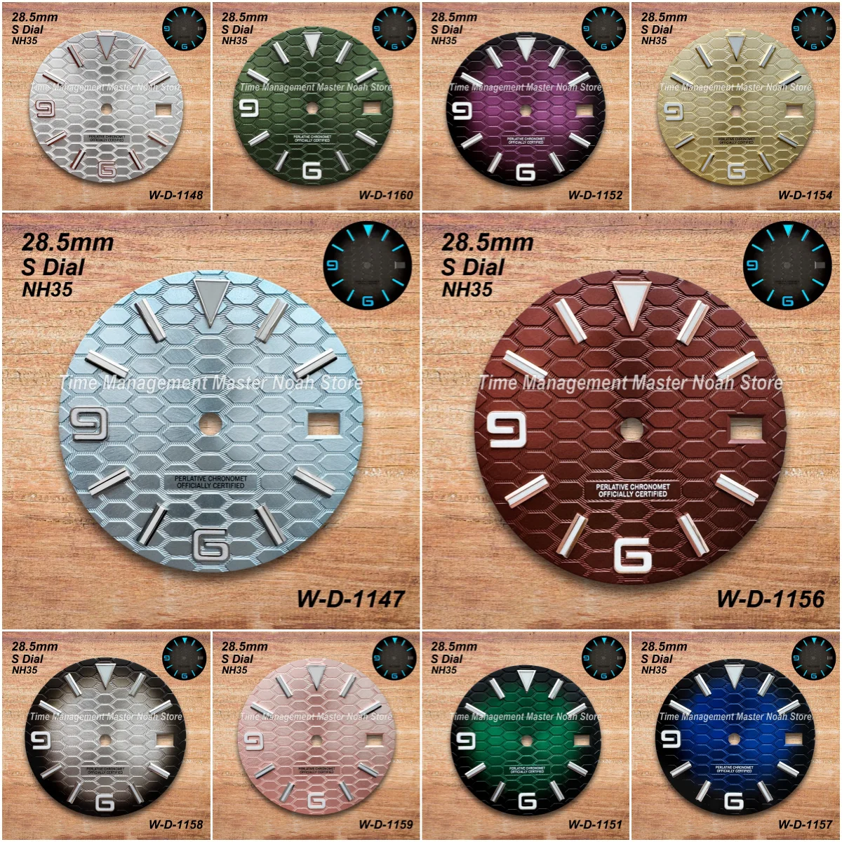 

28.5mm S Logo High-Quality Diving Dial Fit NH35 Japan Movement Ice Blue Luminous Watch Modification Accessories