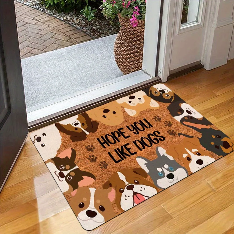 Hope You Like Dogs Doormat, Cute Puppy Pattern Entrance Rug, Funny Pet Lover Floor Mat, Non-Slip Home Decor for Entryway