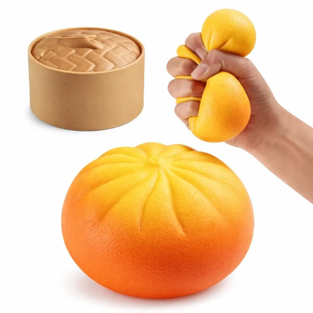 Rainbow Color Dumplings Squeeze Toy with Steamer Slow Resilience Steamed Stuffed Bun Squeeze Pinch Le Soft Fidget Squeeze Toy