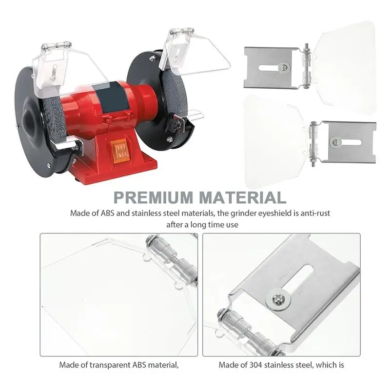 MLGB-Bench Grinder Eyeshield With Guard And Reinforced Stainless Steel Bracket-2 Pieces, Easy Installation Includes Mounting Scr