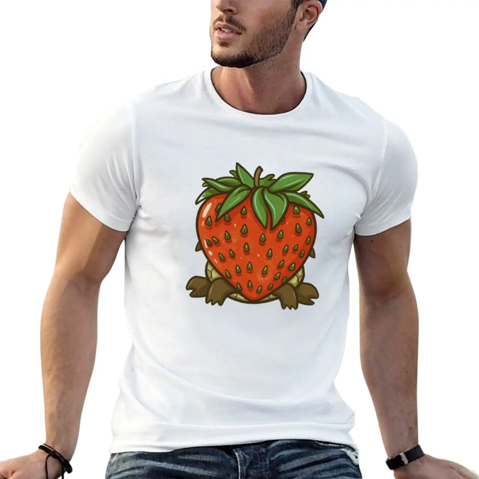 Футболка Teeny Turtle Eating Strawberry, легкая футболка для бега