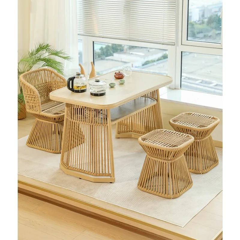 Balcony tea table and chair combination leisure creative storage home Internet celebrity leisure area layout tea