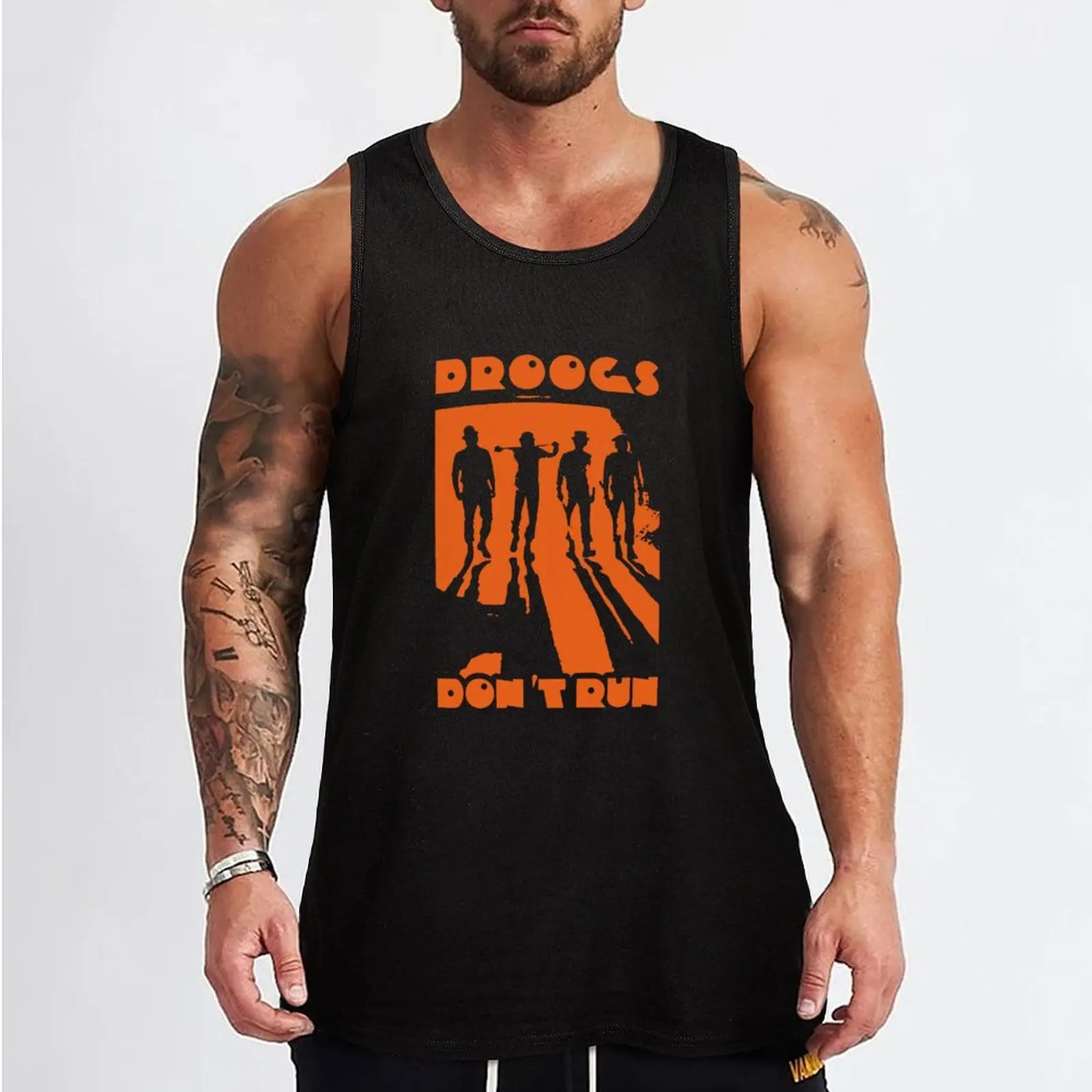 A Clóckwórk Droogs Don’t Run Orange Classic Movie Tank Top fitness basketball clothing gym t-shirts