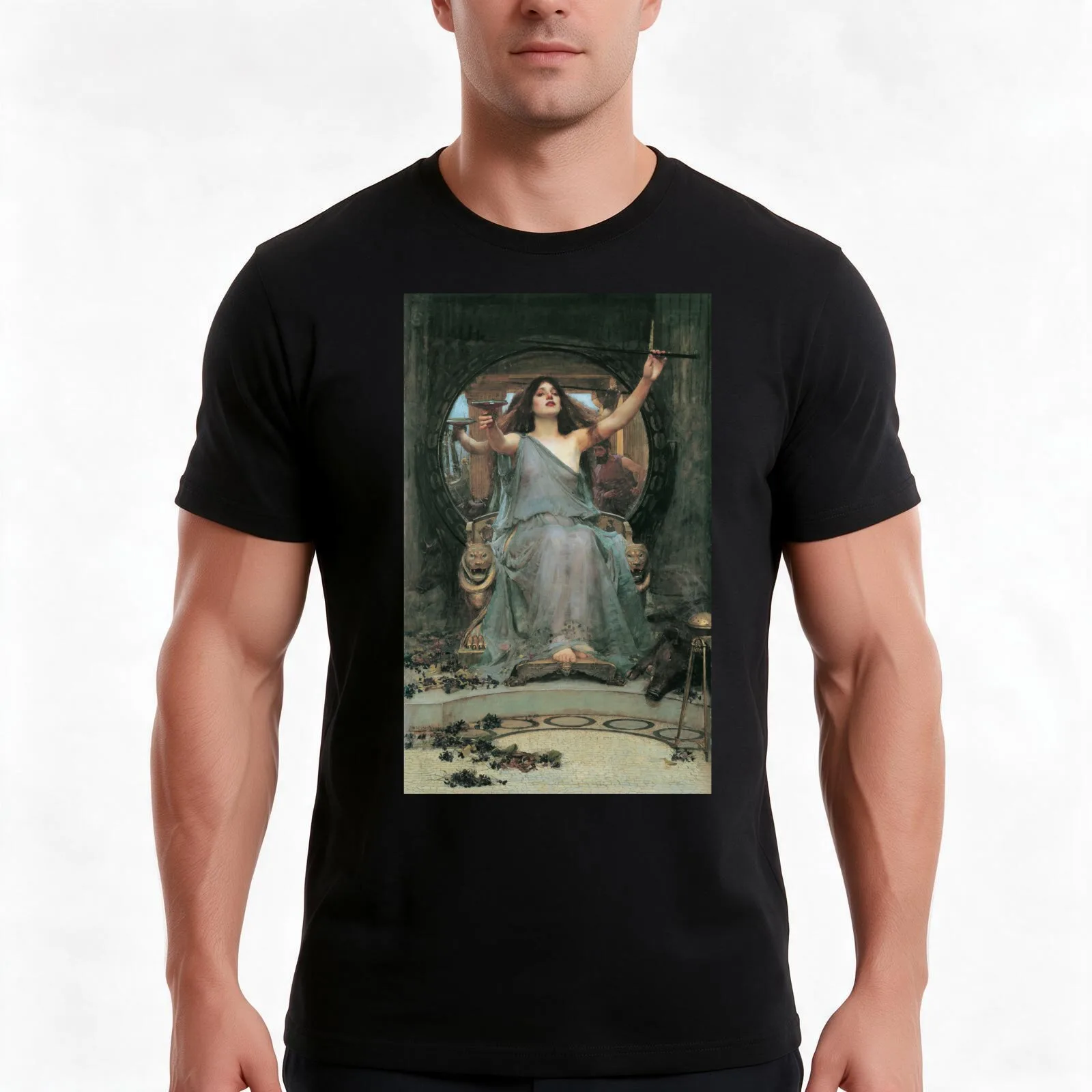 Circe Offering the Cup to Ulysses, 1891 John William Waterhouse T-Shirt, Summer Casual Cotton Tee, Oversized Streetwear Tops