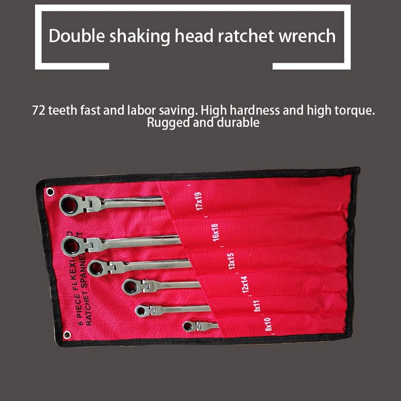 -Head Ratchet Spanner Set-Extra Aviation Wrench Long 72 Tooth