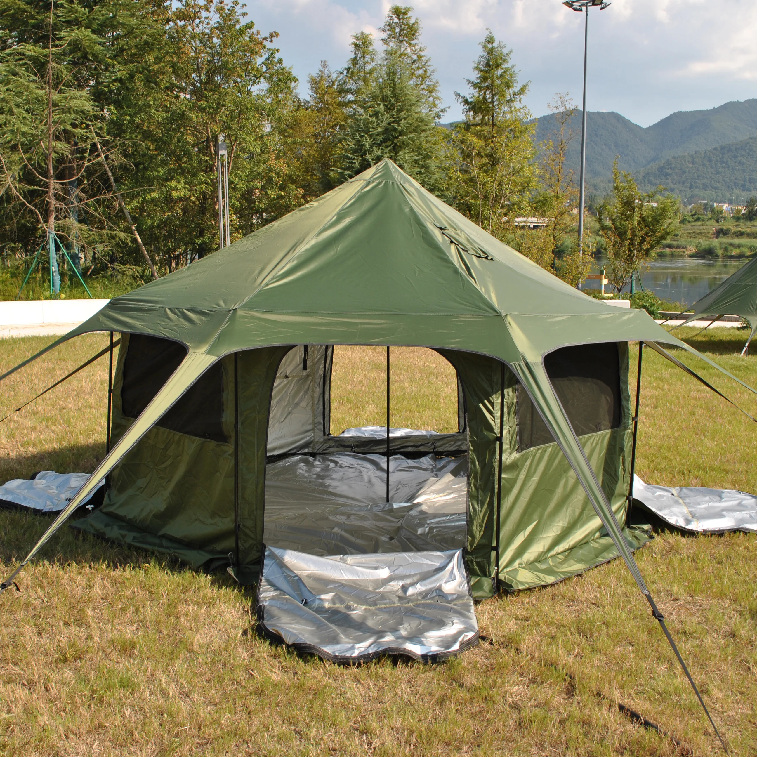 

Backpacking Bell Tent with Top Stove Jack for All Year Living, Waterproof Yurt Tents House for Camping Glamping, Outdoor Events