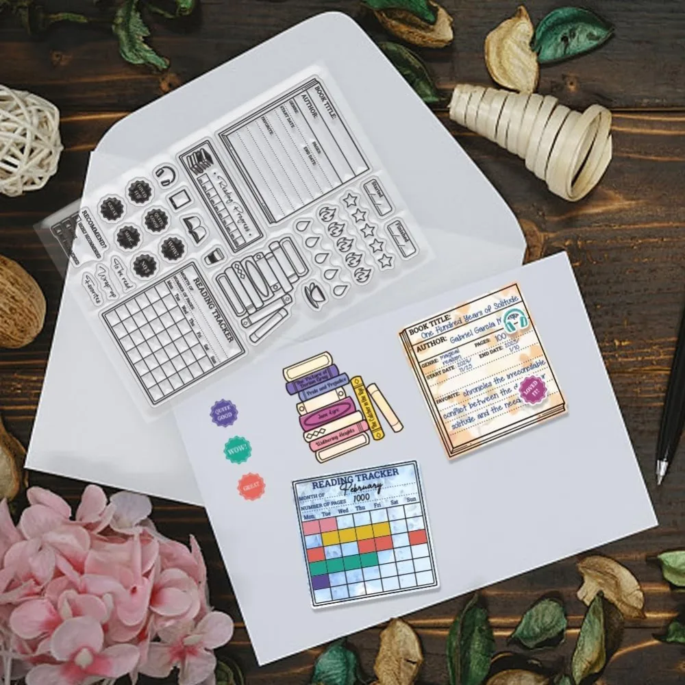 Reading Diary Clear Stamps Book Review Transparent Stamps Clear Stamp Seals for DIY Scrapbooking Photo Decoration 4.3x6.3 inch image 6