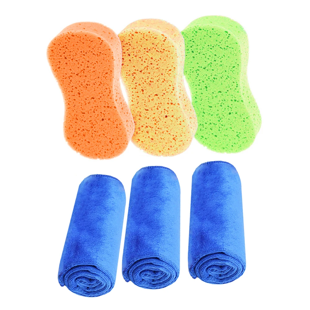 

Набор из 6 шт., автомобильная губка и полотенце, инструмент для полировки автомобиля, многофункциональное утолщенное автомобильное мягкое чистящее полотенце из микрофибры, автомобиль