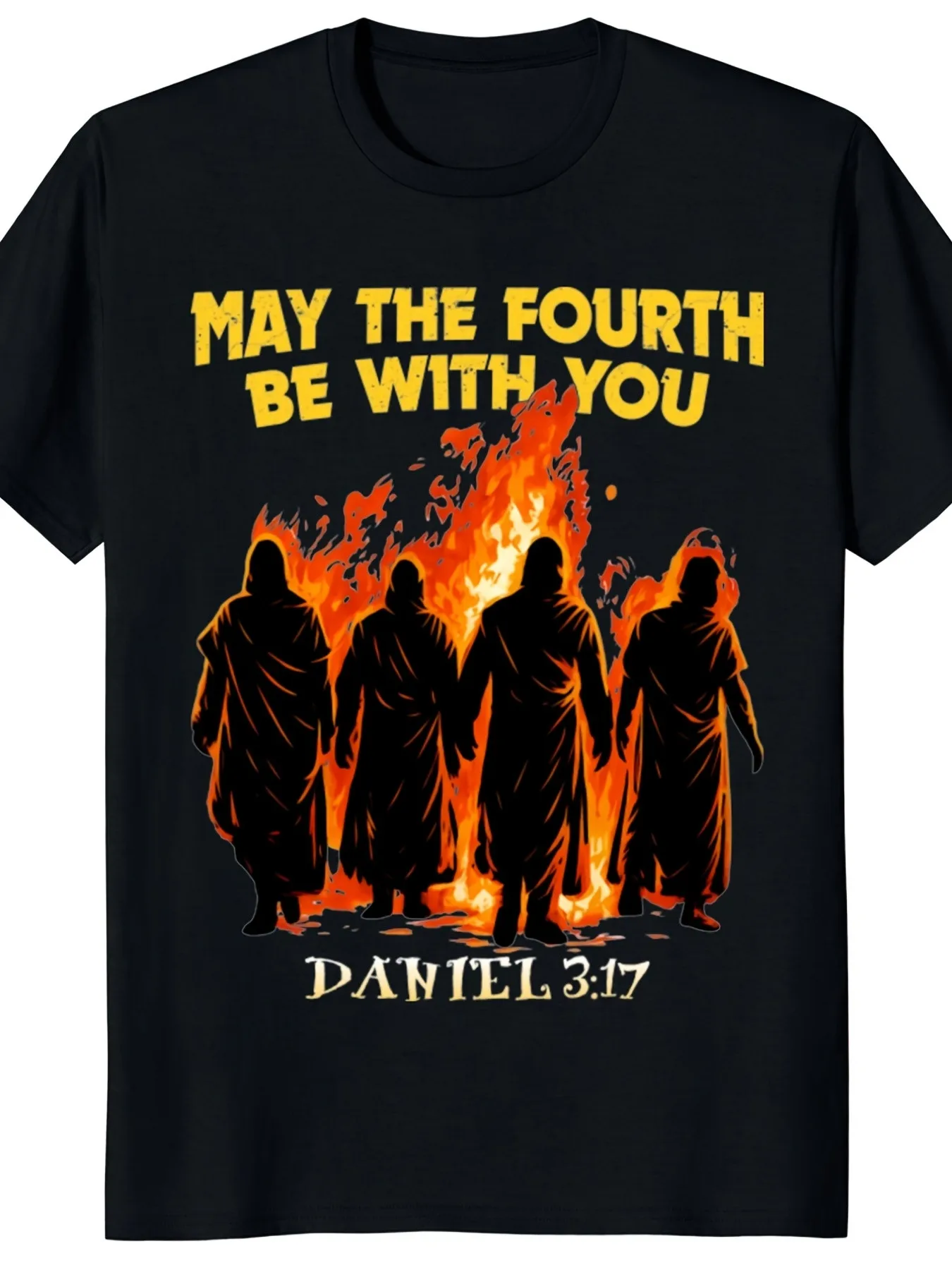 May The Fourth Be with You Daniel 317 Christian Shirt Bible Tee Cuccicoretro Casual Short Sleeved T Shirt with Round Neck And Printed Pattern Suitable for Daily Commuting And Outdoor Activities