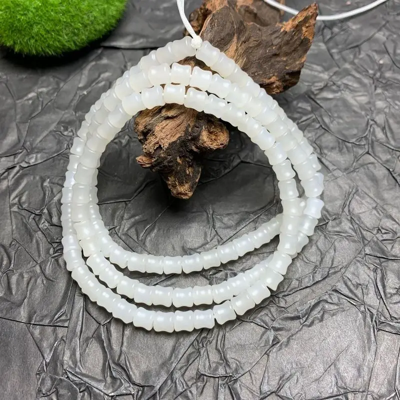 Natural Hetian White Jade Joint Long Chain Loose Beads Men And Women, Versatile Necklace