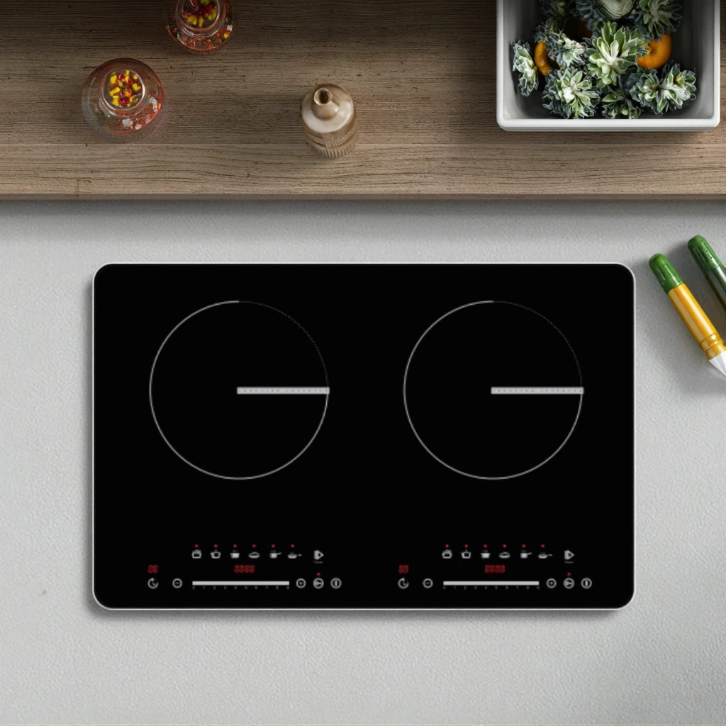 طباخ كهربائي ذكي برأسين، أجهزة مطبخ محمولة ومدمجة للاستخدام المنزلي والتجاري