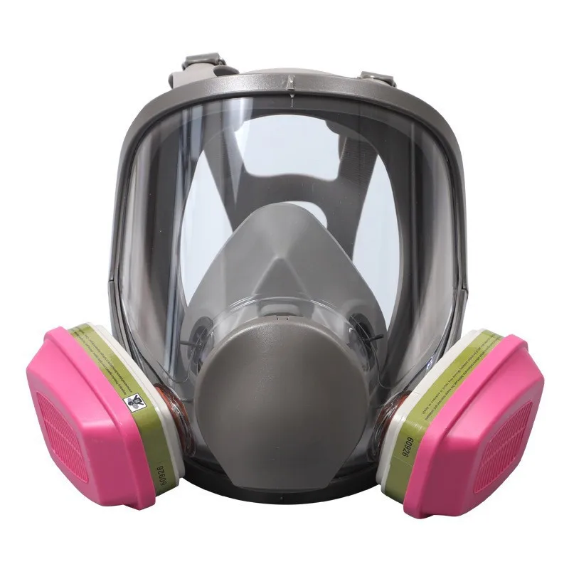 6800 Silicone Full Face Gas Mask with Cartridge 60921 60923 60926 for Spraying Painting Pesticide Chemical Coal Mining Industry