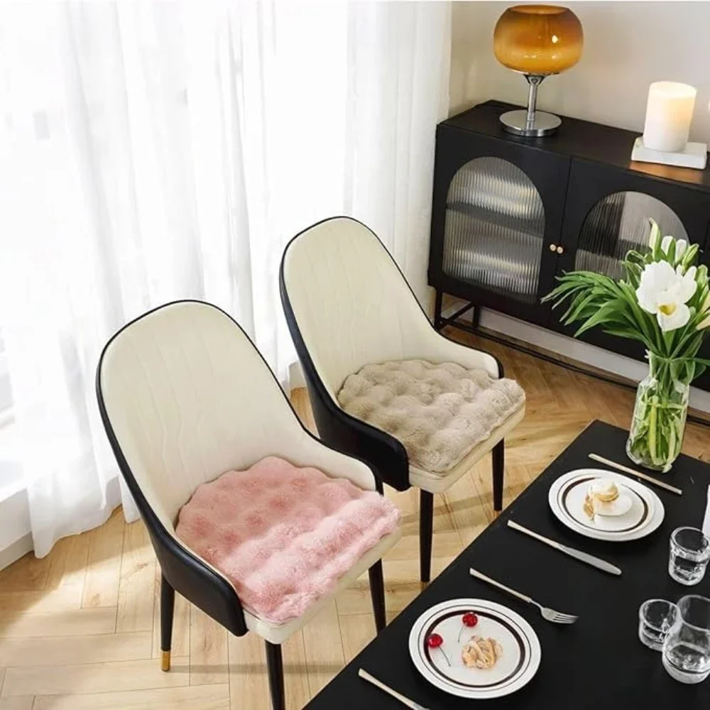 Plush Office Chair Seat Cushion Horseshoe Shaped Winter Faux Fur Cozy Seat Mat for Diningroom Student Stools Pads 자동차 방석 Hogar