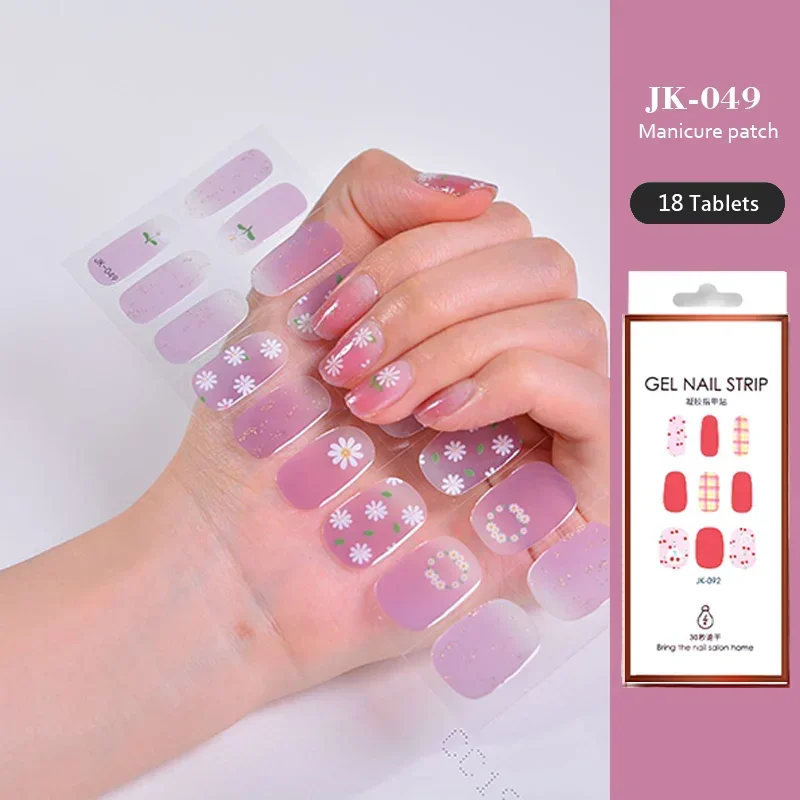 18 Plus 6 Tips Semi-cured Gel Nail Stickers Gilding Phototherapy Nail Polish Adhesive Stickers Full Cover UV Lamp Need