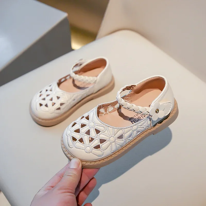 

Spring Summer Autumn New Girls Princess Shoes Little Hollow Soft-soled PU Leather Baby Kids Flats Loafer Size 23-35