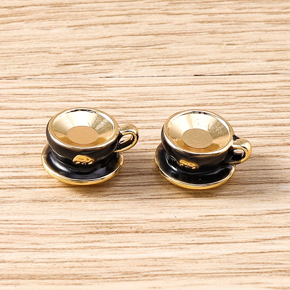 Tusember 5 Stück Niedliche Teekanne Kaffeebohnen Donuts Charms Kaffeetasse Kuchen Anhänger Perlen Passend für Original-Armbänder Damenschmuck Geschenk – Detail 7