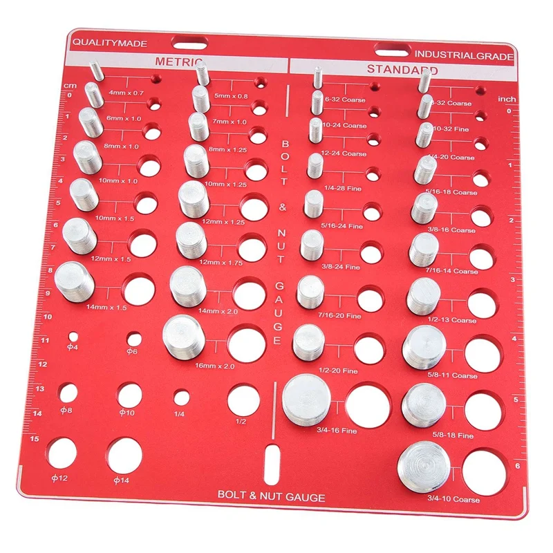 34Hole Nut and Bolt Thread Checker,Thread Checker,Bolt Size and Thread Gauge Identifier,Ruler with Inches and Centimeter