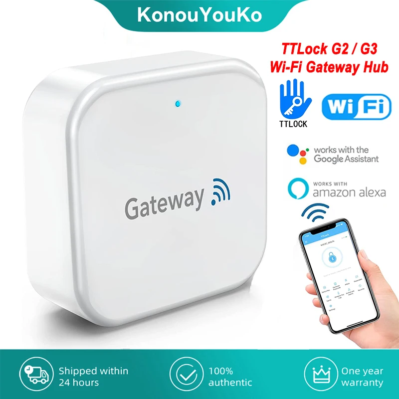 

TTLOCK APP G2/G3 WiFi Gateway Hub for Smart Door Lock Unlock Bluetooth to Wi-Fi Converter Voice Control Works with Alexa Home