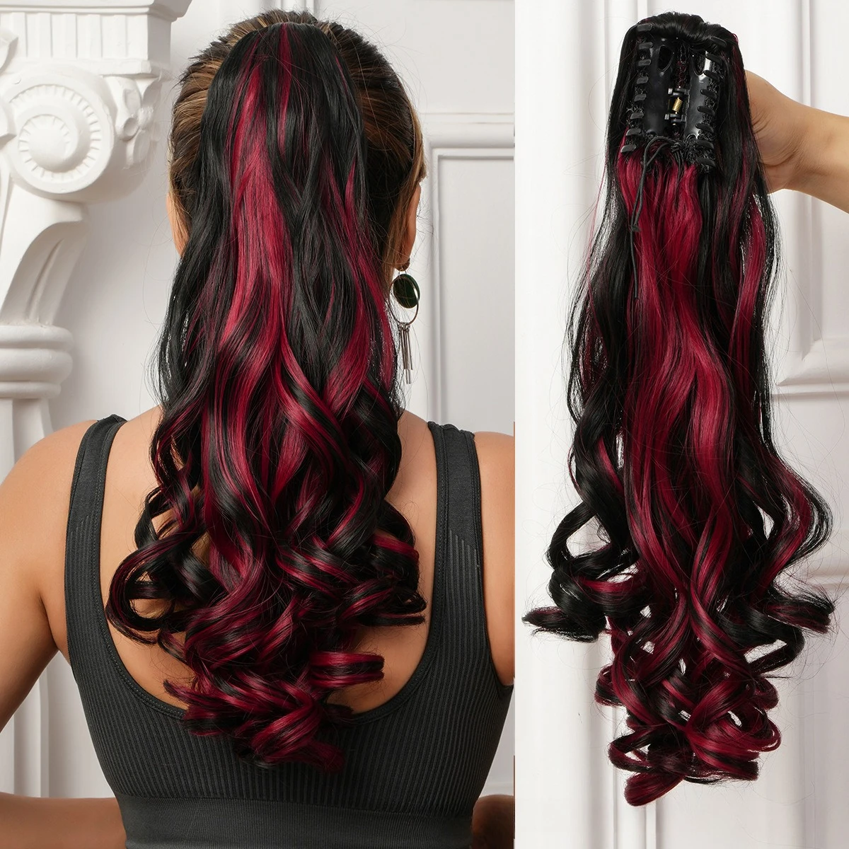 

Синтетический парик-хвост для женщин, длинные волосы, накладной хвост для инфлюенсеров, искусственный хвост, натуральные длинные волнистые волосы, высокий хвост