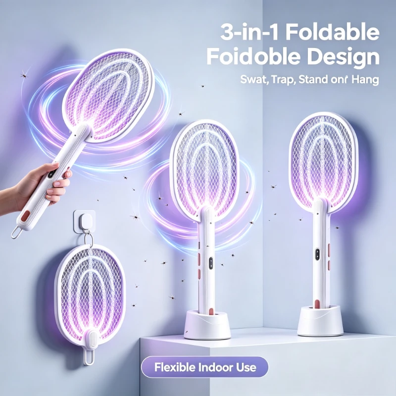 Rechargeable Electric Shock Mosquito Killer Lamp Suction Insect Trap Indoor Bug Catcher Mosquito Fly Remover for Bedroom Home