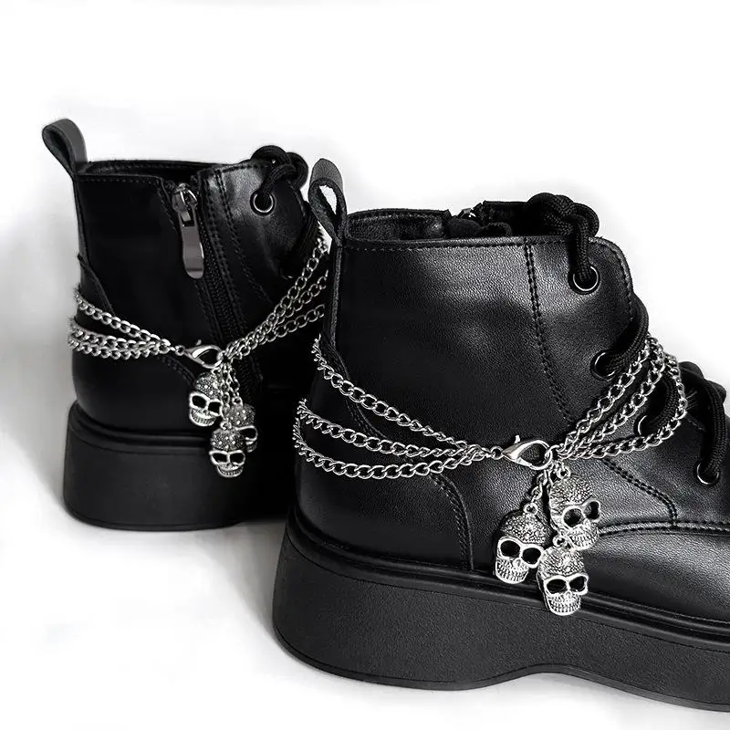 1Pc Punk Hip Hop Multilayer Shoe Chains Fashion Cool Personality Martin Boot Accessories Shoe Pendants