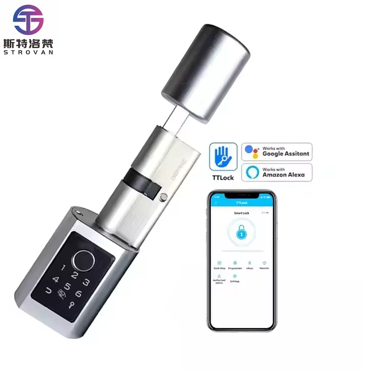 

ZXHK TTLOCK Adjustable Euro Profile Wireless Fingerprint Smart Lock Cylinder for Replacement of Mechanical Handle with Cylinder