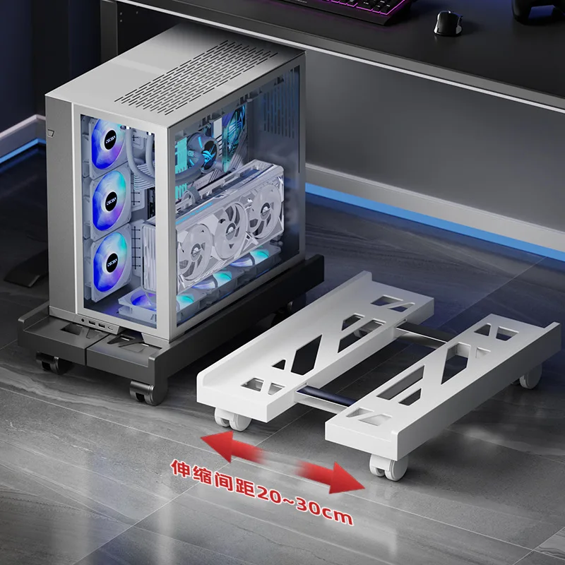 Wheeled Retractable PC Base, Computer Host Cooling Stand, Rolling Chassis Storage Rack Home Office Desktop
