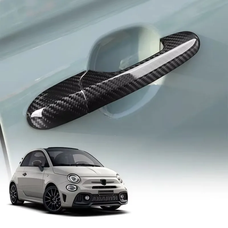 Shasha – kit de carrosserie en Fiber de carbone, accessoires réels, garniture de poignée de porte de voiture universelle externe pour Fiat 500 Abarth