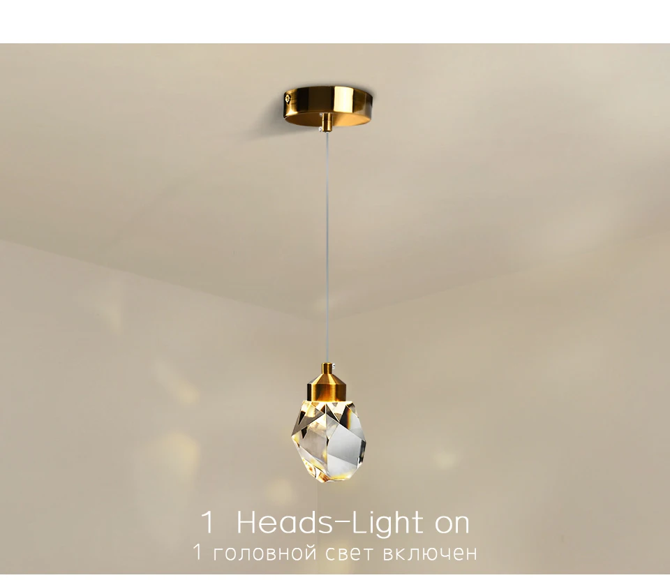 HD Luxury Pendant Lights For Dining Living Room Bedroom Bedside Kitchen Cafe Bar Indoor Decor LED Crystal Hanging Ceiling Lamps