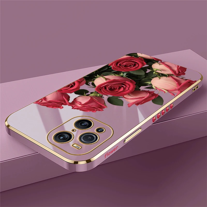 Fashion Flower Pattern Case For OPPO Find X3 Pro X3 Lite X5Lite Find X5 X 5 Lite Soft Silicone Shockproof Plating Cover