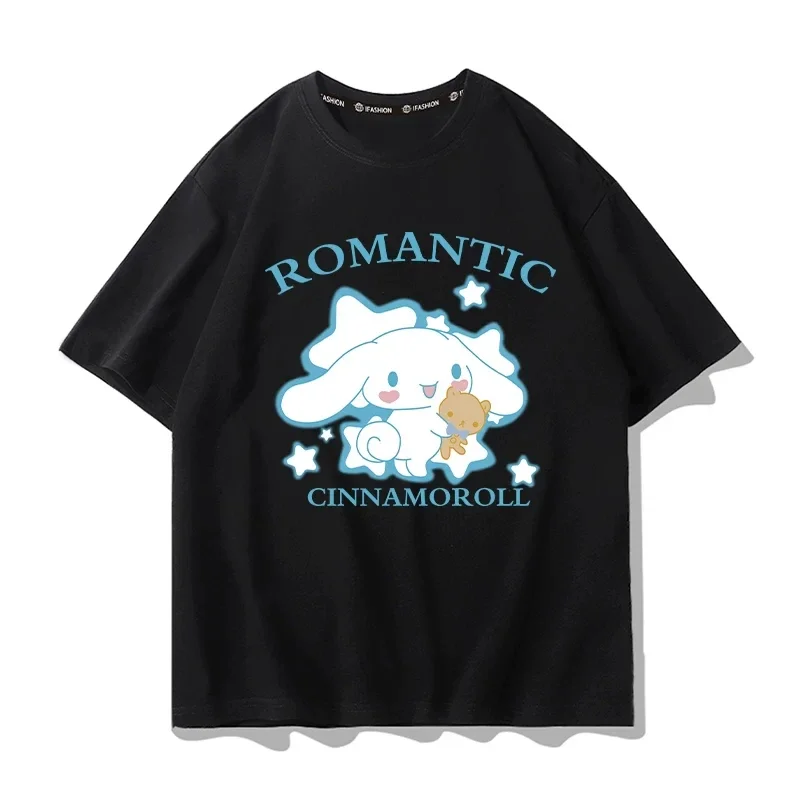 Sanrio Cute Cartoon Characters Graphic T‑Shirt Unisex Loose Short Sleeve Tee Kawaii Anime Print Casual Summer Top for Fans