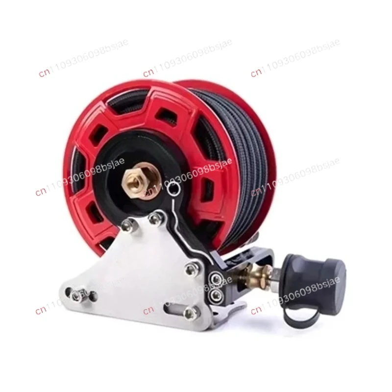 Pneumatic Hose Reel for Tire Inflation and High Pressure Car Wash Stainless Steel Stand and Aluminum Body General Parts