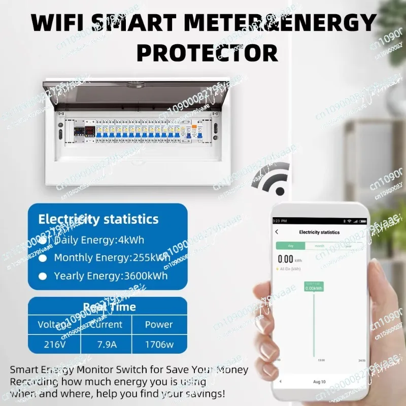 63A 80AWiFi สมาร์ทรั่ว Overvolt Protector รีเลย์ Circuit Breaker จับเวลาพลังงาน KWh