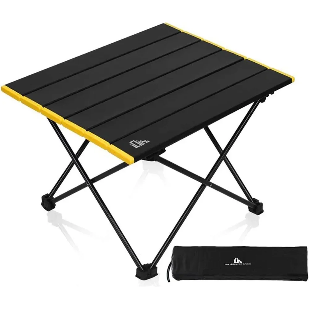 Ultralight Compact Camping Alu. Folding Table with Carry Bag, Two Size (Black - S) outdoor furniture  camping tables