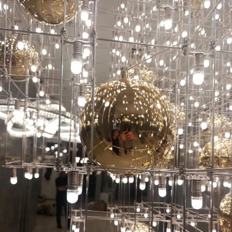 304 Stainless Steel  Thick 0.6mm Titanium Gold Hollow Ball Seamless Home&Garden Festivals Decor Mirror Balls Sphere 19mm-300mm