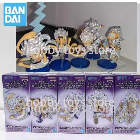 Bandai Original WCF Box Egg One Peice Five Levels of Luffy Electroplated Color Anime Action Figures for Kids Model Gifts