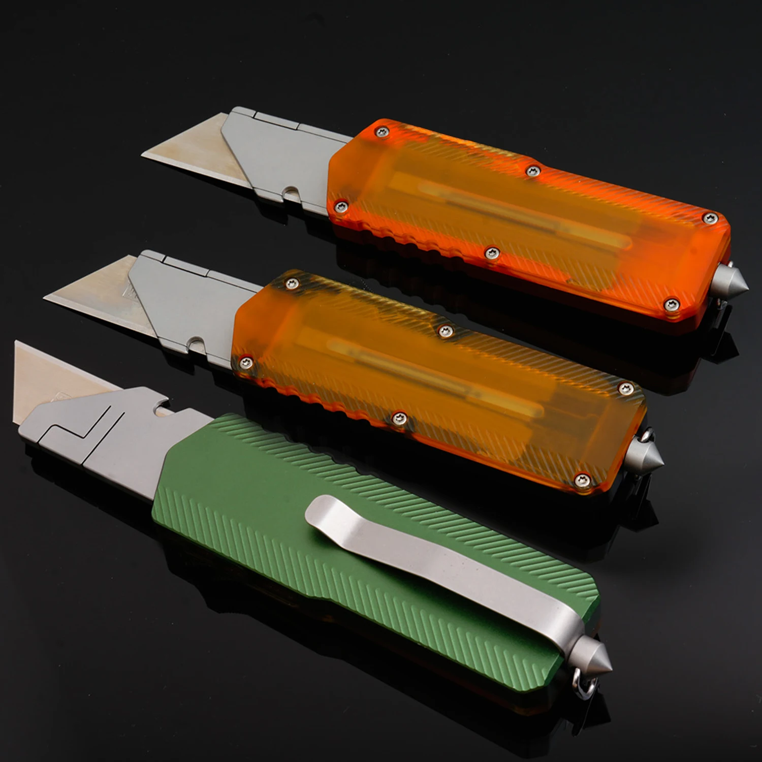 TGZUO Knife Aluminum Alloy Utility Knife Outdoor Camping Equipped Cutting Tools With 10pcs Blades and Clip