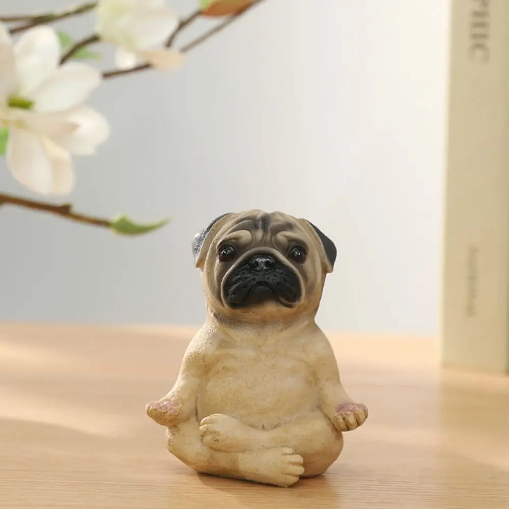 Home Decor Peaceful Yoga Dog Resin Ornament Kawaii Energy Dog Desktop Figurine Exquisite Durable Animal Doll Toy Children