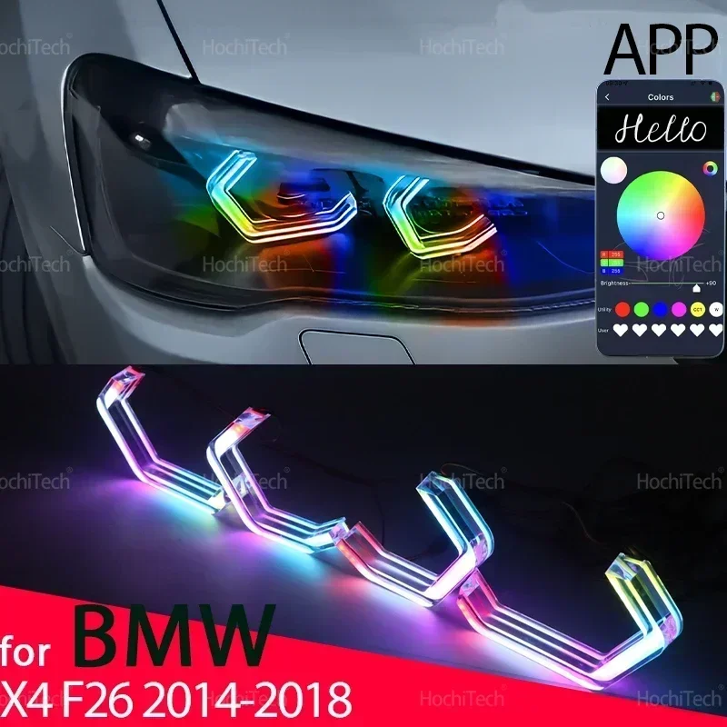 

For BMW X4 F26 2014-2018 Dynamic Car-styling Flowing DRL Multi-colored App Control LED Angel Eyes Bulb Ring with Turn Signal